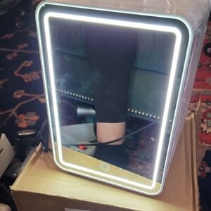 LED mirror Door Mini-fridge. AC power/DC power Cords. Works. For Cosmetics